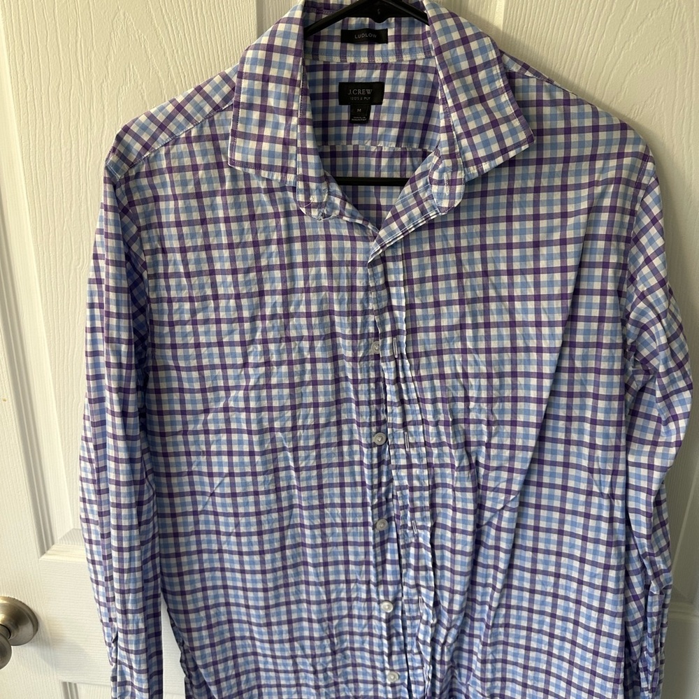 J. Crew Men's Checkered Shirt in Blue and Purple